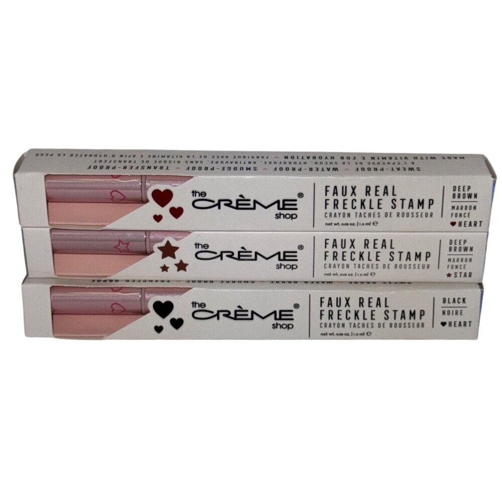 The Creme Shop Faux Freckle Stamp Black Brown Star Heart Eyeliner Set of 3 NEW